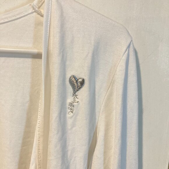 Twin Set GIRL juniors 16Y soft white stretchy viscose fancy cover crop cardigan - Picture 3 of 5